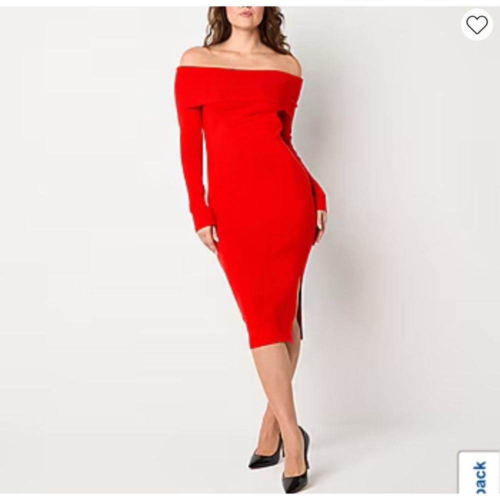 BOLD elements Off-Shoulder Red Midi Dress